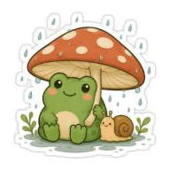Frog under a mushroom umbrella sticker