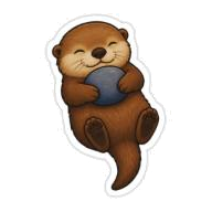 Sea otter floating on its back hugging a rock